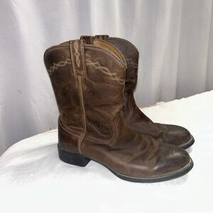 Ariat Mens Size 8.5 EE Heritage Roper Cowboy Boot Distressed Brown Wide